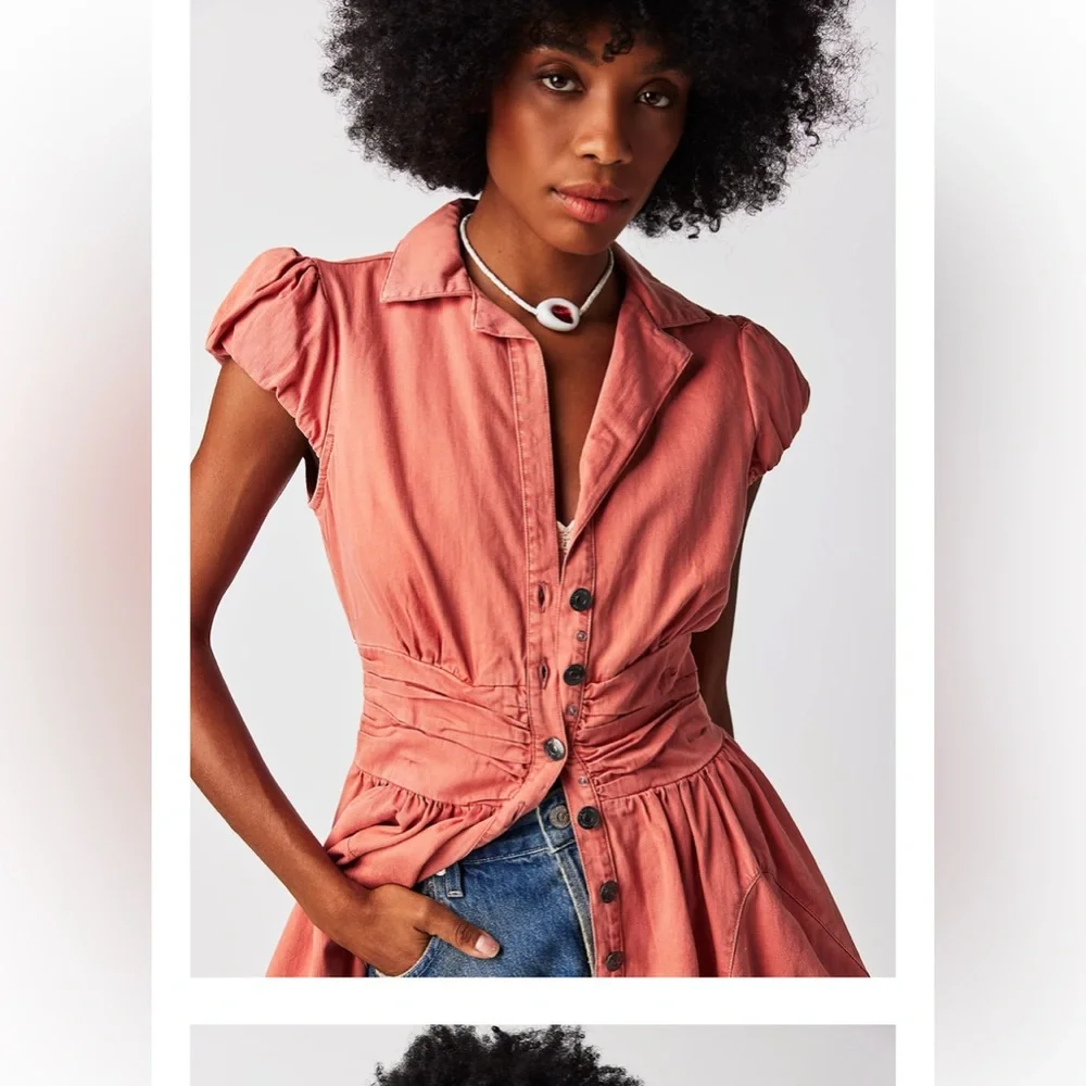 Free People CHESTER MINI DRESS IN LIGHTEST ROSE - Picture 12 of 14